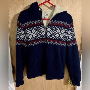 L.L. Bean Sherpa Lined Hooded Sweater - Size Small Regular